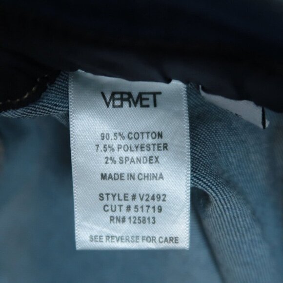 Vervet Plastic Love Stretch Mom Jeans Belted Waistband Seamed Blue Denim Size 25 - Picture 15 of 15